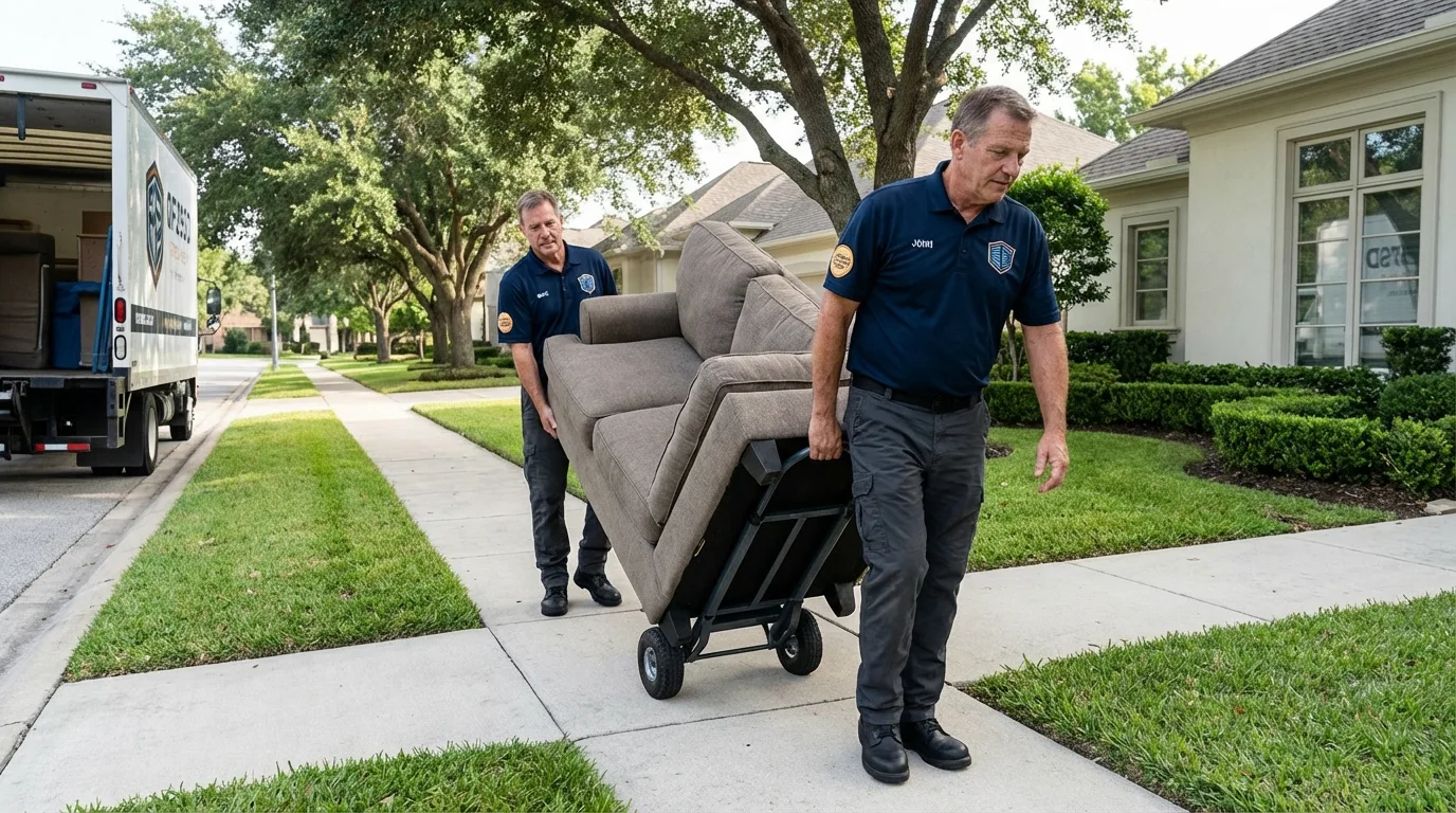 Local residential moving crew loading furniture in Church Point, LA
